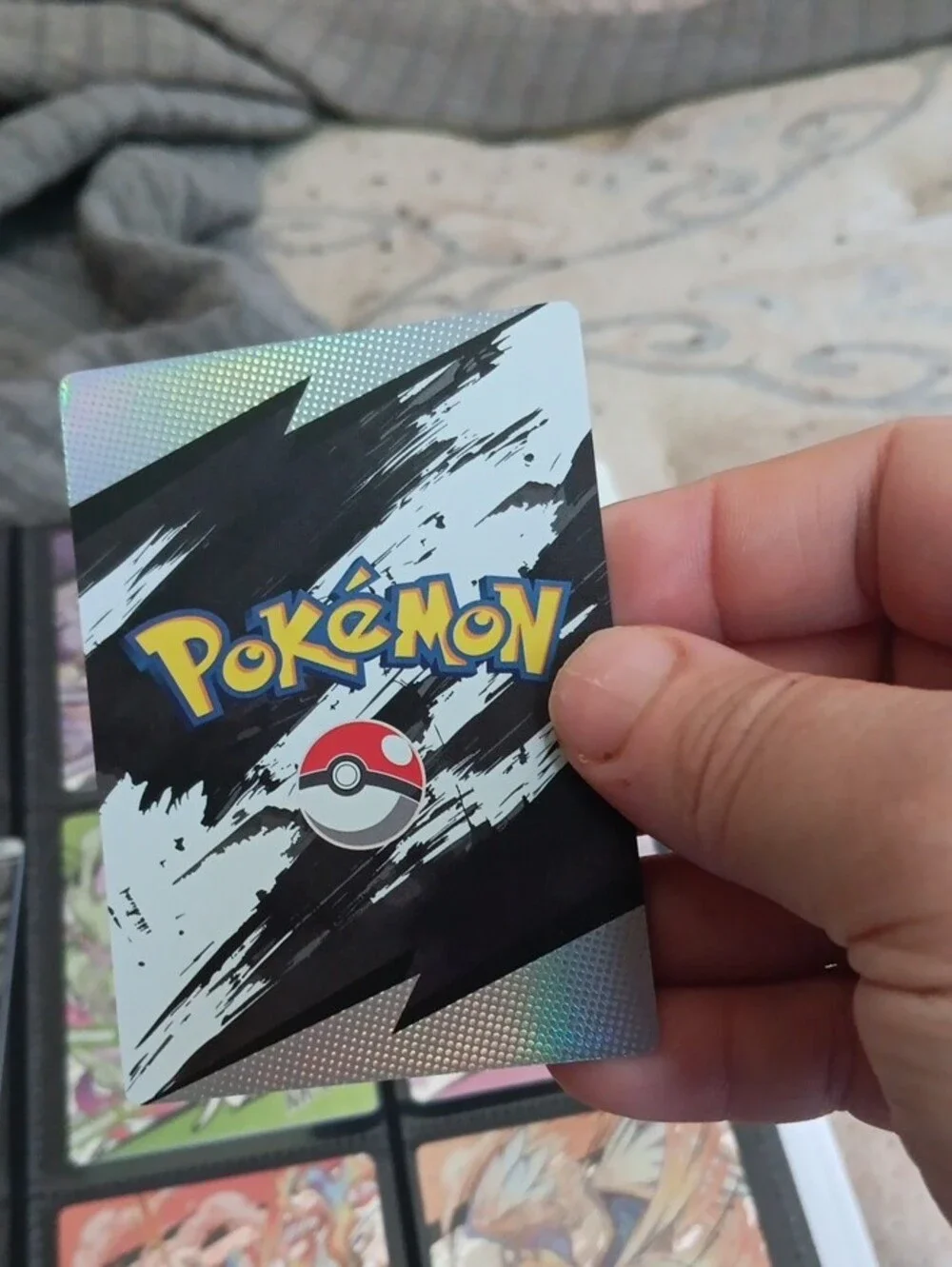 Pokemon Holographic Garchomp Card — Dark Blue, Purple, Red Accent